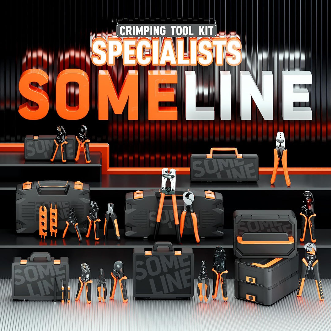 SOMELINE® Crimpzange Stossverbinder Set, 0,34-6mm² Kabelschuhzange, mit 3 Arten Isolierte Stossverbi