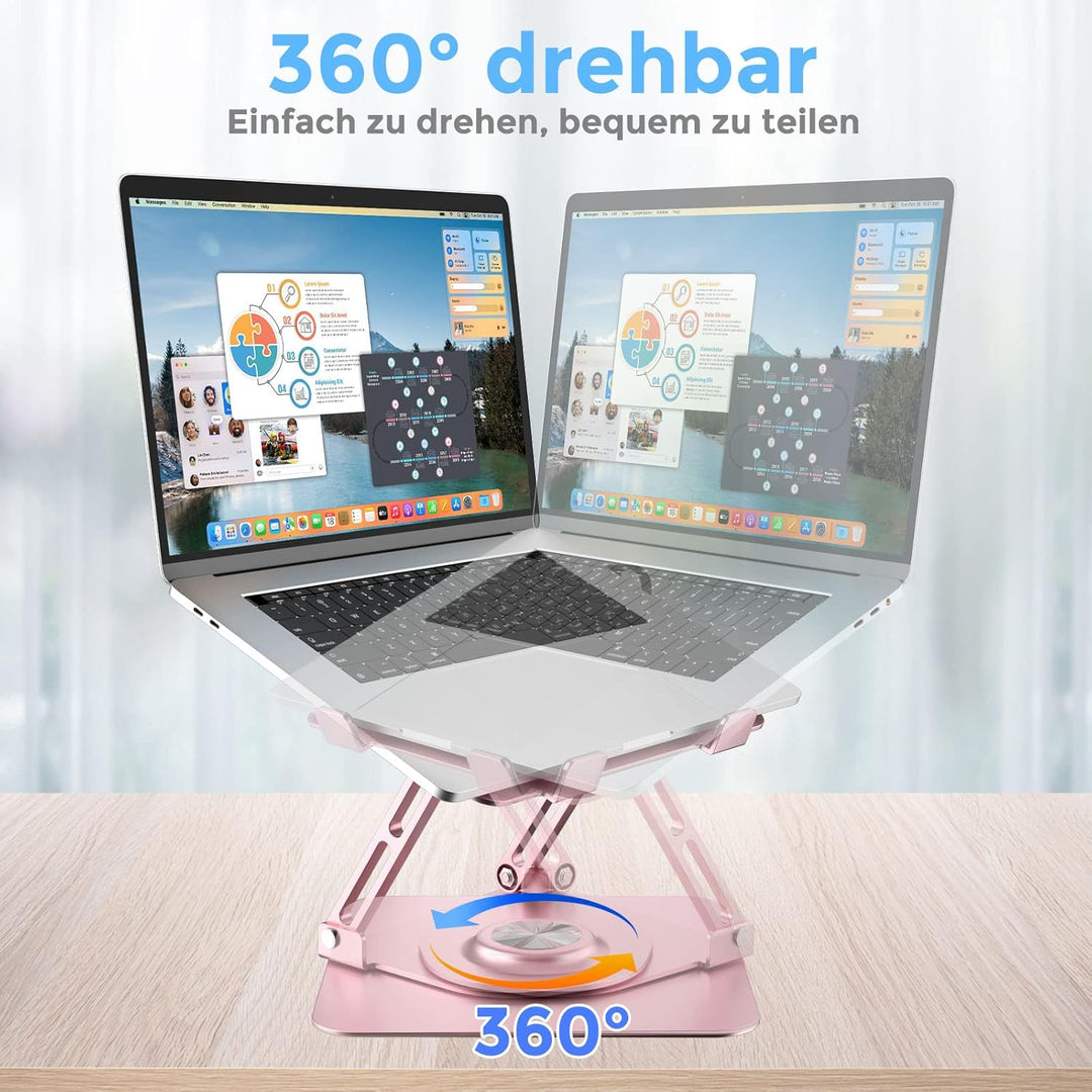 Epherie Laptop Ständer mit 360° drehbarem rundem Basis, Höhenverstellbarer ergonomischer Laptopständ