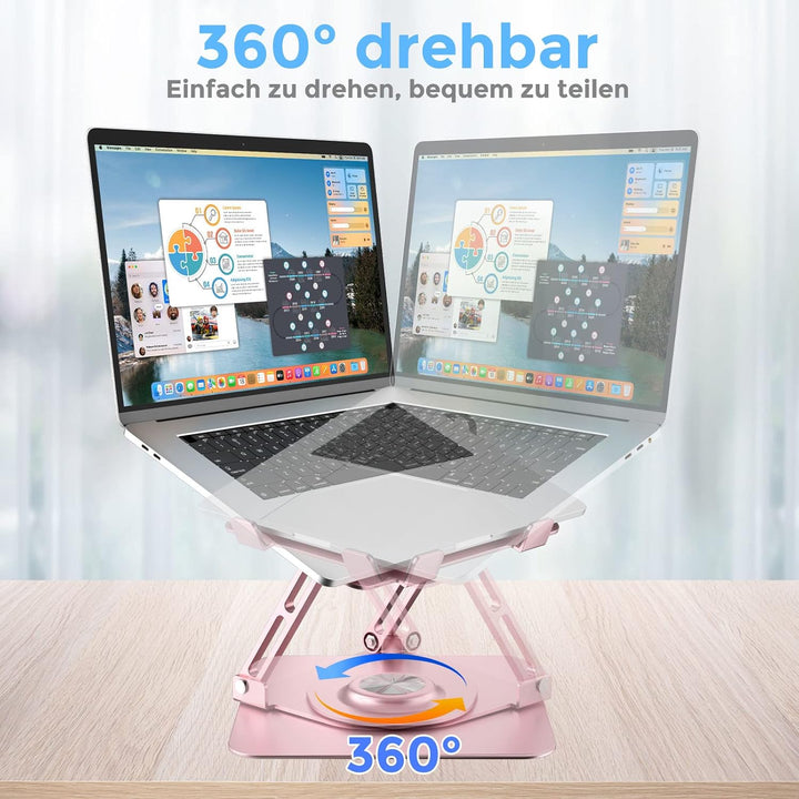 Epherie Laptop Ständer mit 360° drehbarem rundem Basis, Höhenverstellbarer ergonomischer Laptopständ