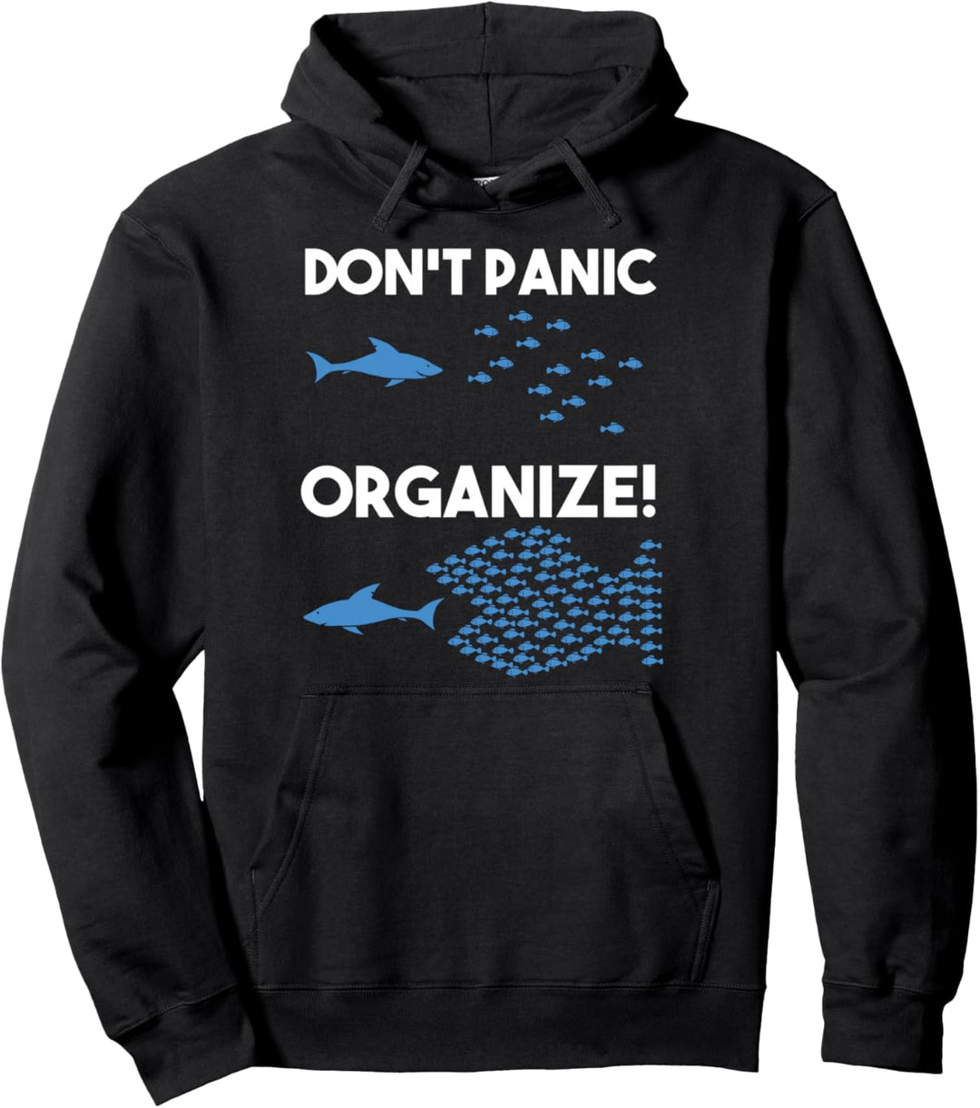 Don't Panic Organize Fischschwarm Hai Pullover Hoodie