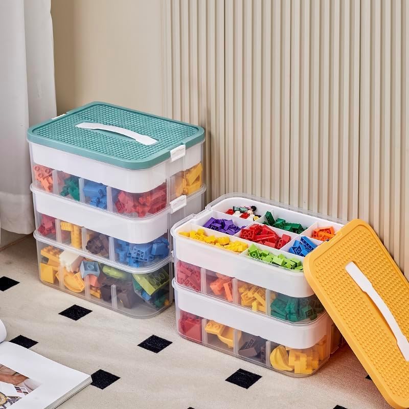 Aufbewahrungsbox Bausteine Aufbewahrungsbox mit Deckel,Kunststoff Sortierboxen Spielzeug Transparent