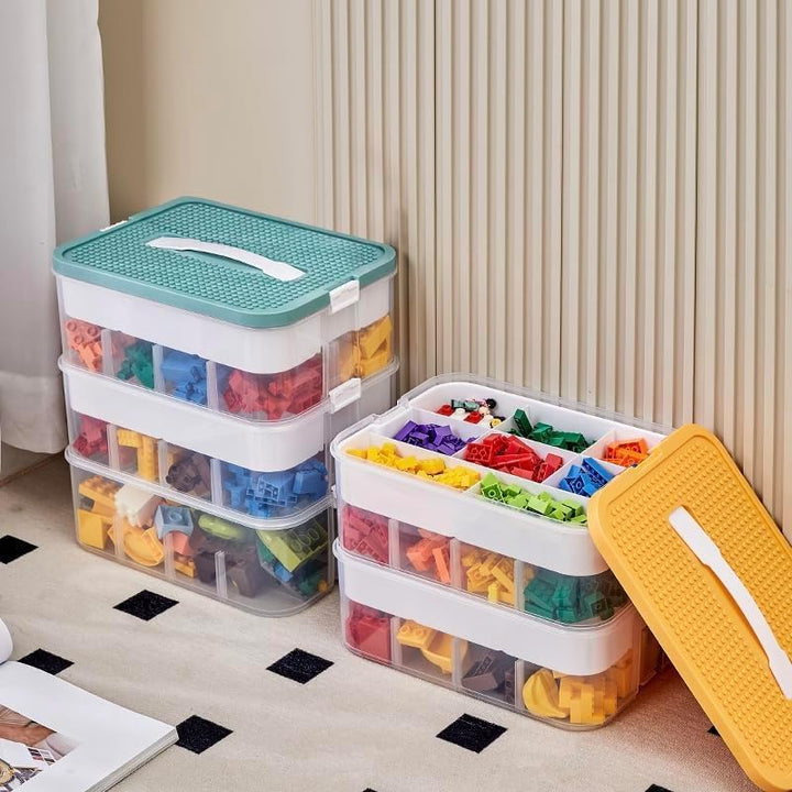Aufbewahrungsbox Bausteine Aufbewahrungsbox mit Deckel,Kunststoff Sortierboxen Spielzeug Transparent