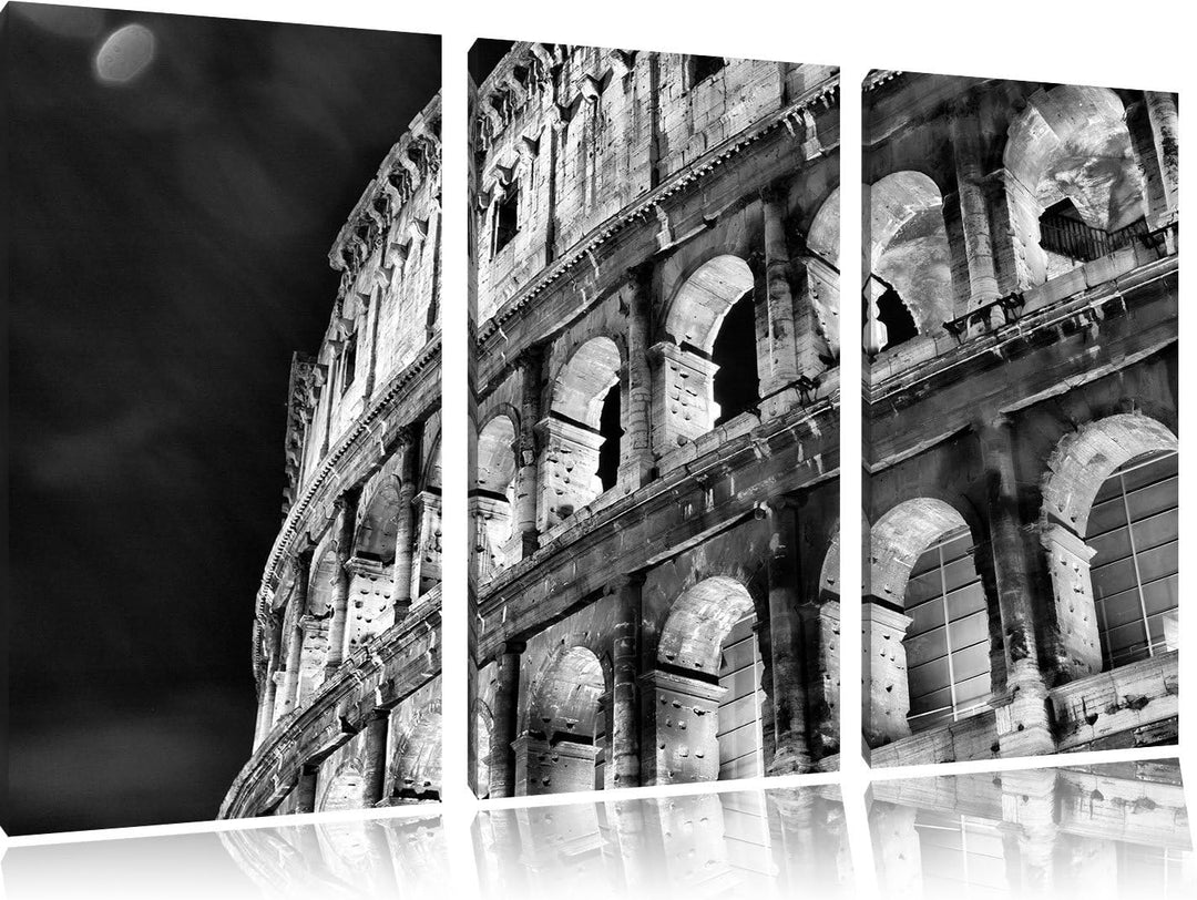 Pixxprint Amphitheater in Rom bei Nacht als Leinwandbild/Grösse: 3 Teilig (120x80) cm/Wandbild/Kunst