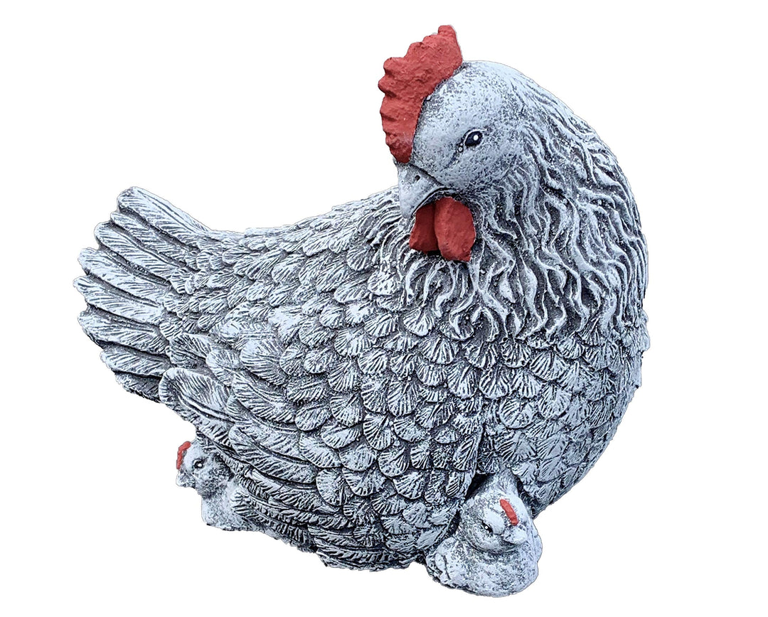 Stone and Style Steinfigur grosses Huhn mit Küken frostfest wetterfest Gartenfigur