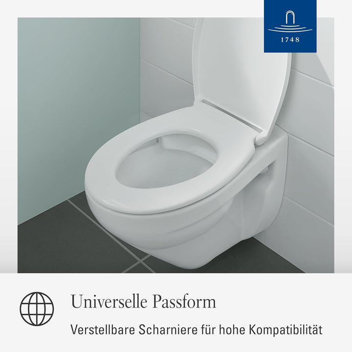 Villeroy & Boch Universal WC-Sitz - Toilettendeckel Weiss glänzend mit Absenkautomatik (nach Montage