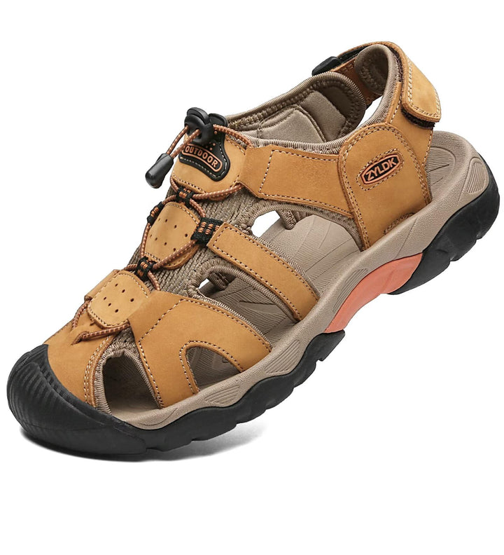 ZYLDK Herren Sandalen Leder Strand Trekkingsandalen Outdoorschuhe Sommer Wanderschuhe Männer Sport-O