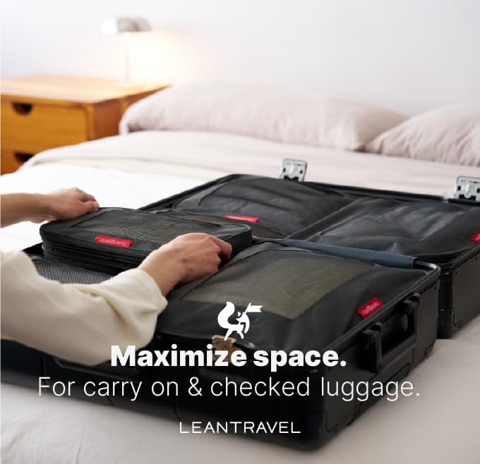 LeanTravel Kompressionswürfel Gepäckorganizer für Reisen mit Doppelreissverschluss (3) Set LeanTrave