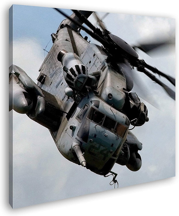 deyoli Army Helikopter Format: 70x70 als Leinwand, Motiv fertig gerahmt auf Echtholzrahmen, Hochwert