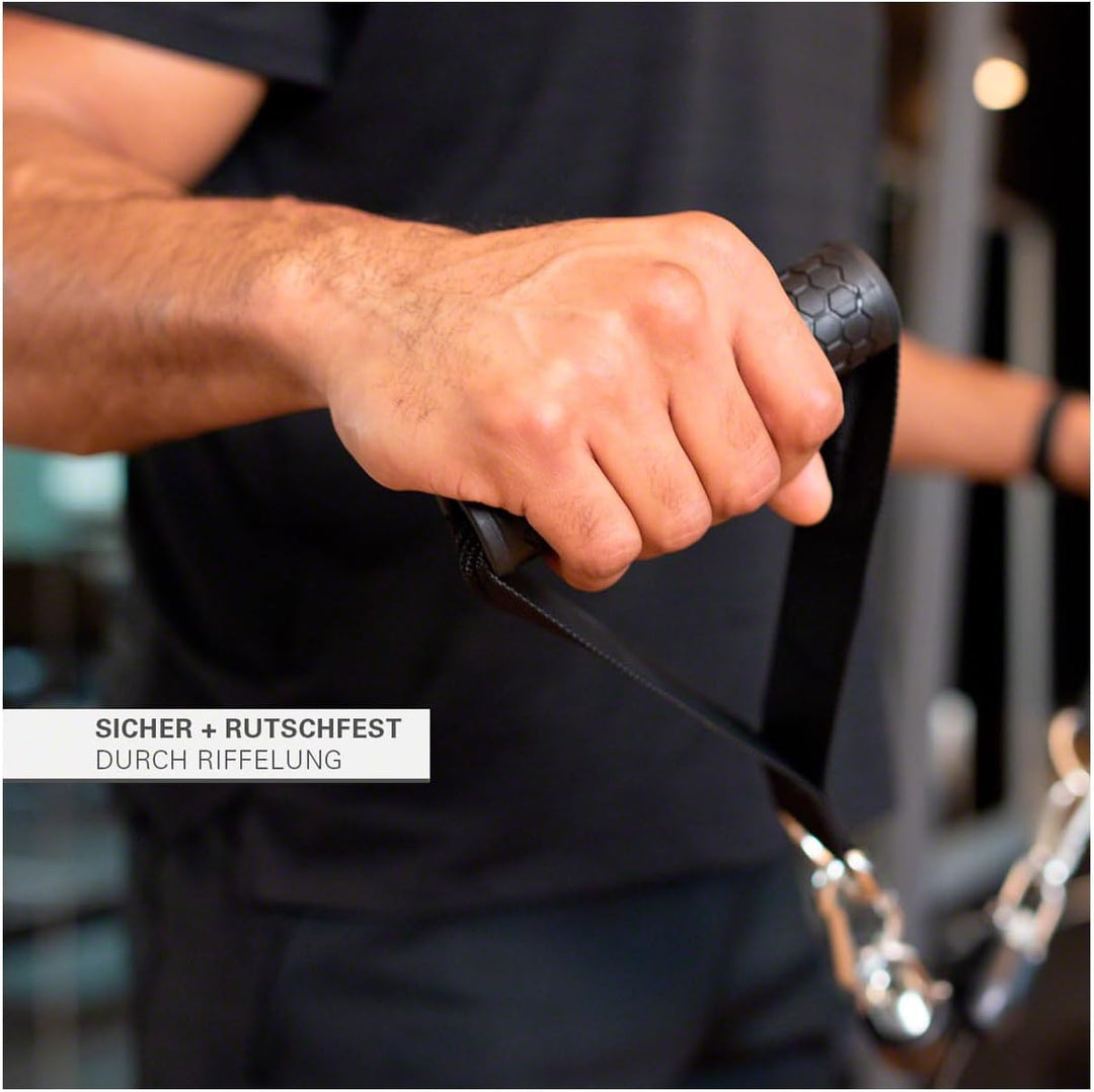 Sport-Tec Kabelzug Griff, Handgriff für Seilzug, Einhandgriff für Widerstandsbänder, gummiert, schwa
