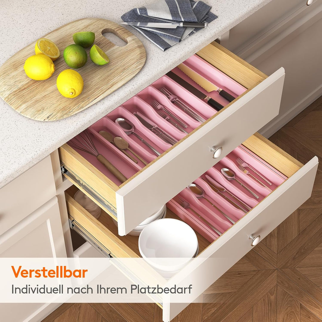 Lifewit Besteckhalter, erweiterbarer Utensilienhalter für Schublade, verstellbarer Besteckkasten, ko