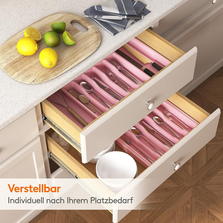 Lifewit Besteckhalter, erweiterbarer Utensilienhalter für Schublade, verstellbarer Besteckkasten, ko