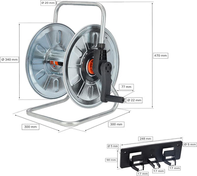 KOTARBAU® Schlauchtrommel mit Wandbefestigung 1/2'-50m Verzinkt Schlauchaufroller ein Unverzichtbare