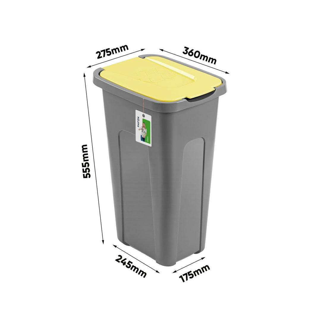 PAFEN Grosser Mülleimer 30l mit Deckel – 4er Set Abfallbehälter 550 x 275 x 370mm - Abfalleimer für