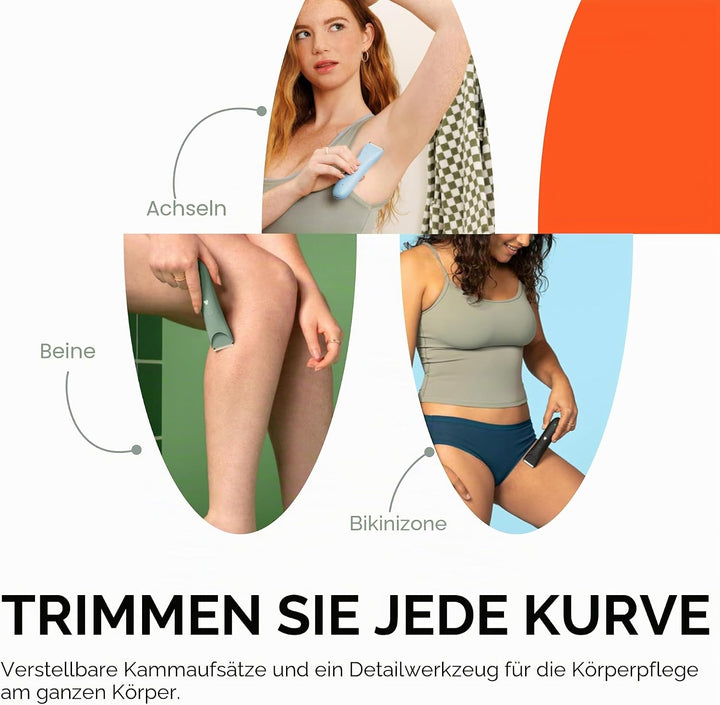 MERIDIAN Schlanker Trimmer, Scham- & Körperhaarschneider, Bikini-Haarentfernung, keine Kerben, Rasie