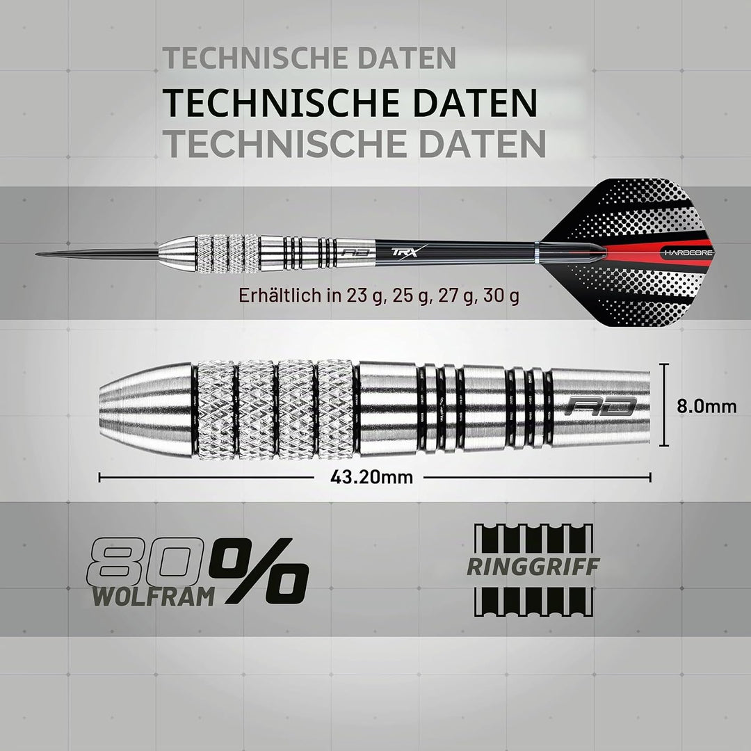 RED DRAGON Sidewinder 23 Gramm Wolfram Darts-Set mit Flights und Stielen