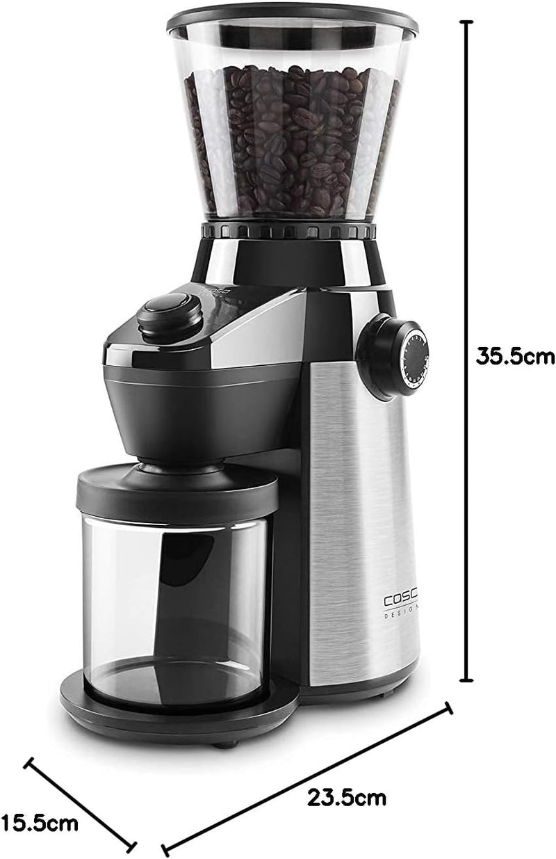 Caso Barista Flavour, elektrische Design- Kaffeemühle, Mahlgrad in 15 Stufen einstellbar, Kegelmahlw