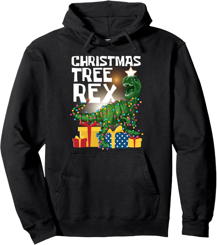 Dinosaur Christmas Gifts Funny T-Rex Christmas Tree Rex Pullover Hoodie