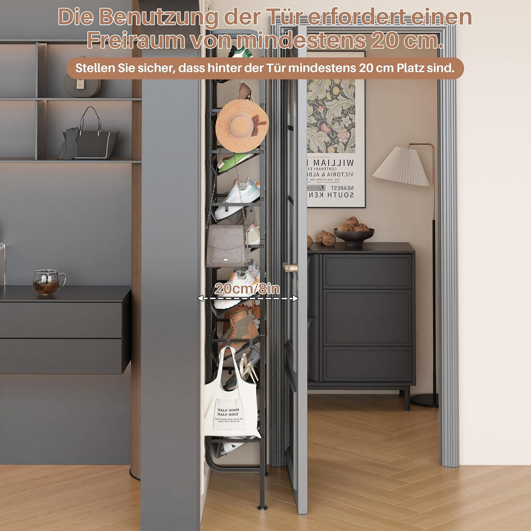 Tür Schuhregal, 9 Ebenen Metall Schuhablage Hinter der Tür, Offener Platzsparend Schuhschrank Schräg