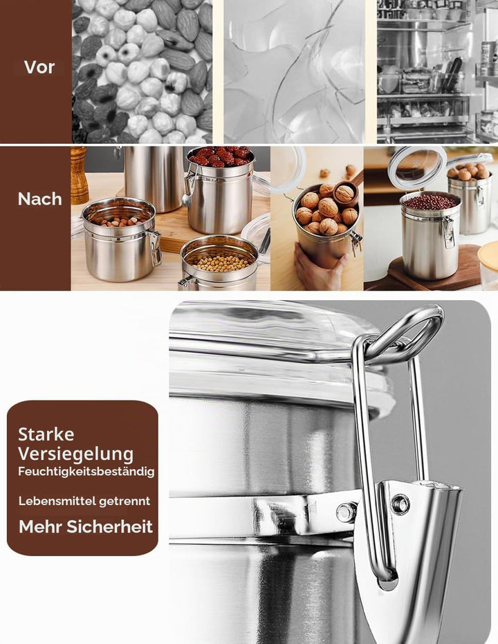 Kaffeedose Luftdicht mit Deckel Kaffeebohnen Behälter für Kaffeepulver Bohnen Tee Mehl Müsli Zucker,
