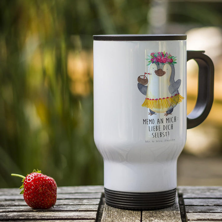 Mr. &amp; Mrs. Panda Thermobecher Pinguin Kokosnuss - Geschenk, erholt, To Go Becher, Spülmaschinenfest,