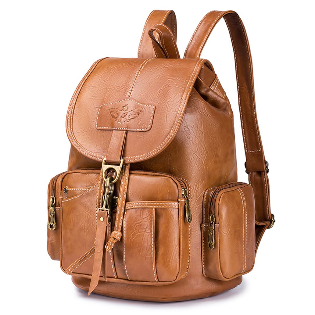 SPAHER® Rucksack Damen Klein Leder, Wasserdicht Mini Rucksack Damen Elegant Daypack Casual Anti Dieb