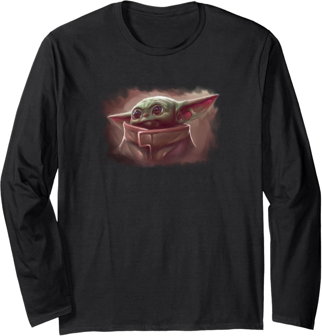 Star Wars The Mandalorian The Child Cute Painted Portrait Langarmshirt