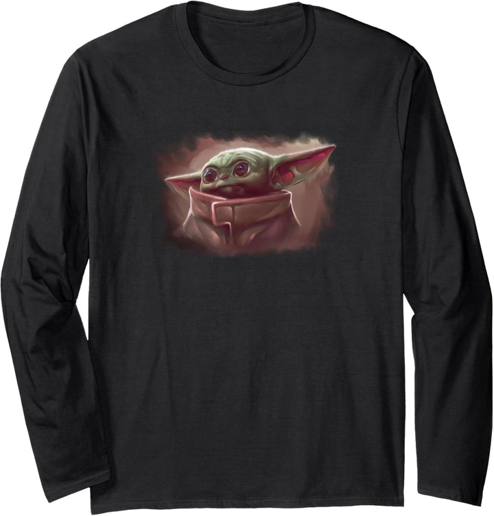 Star Wars The Mandalorian The Child Cute Painted Portrait Langarmshirt