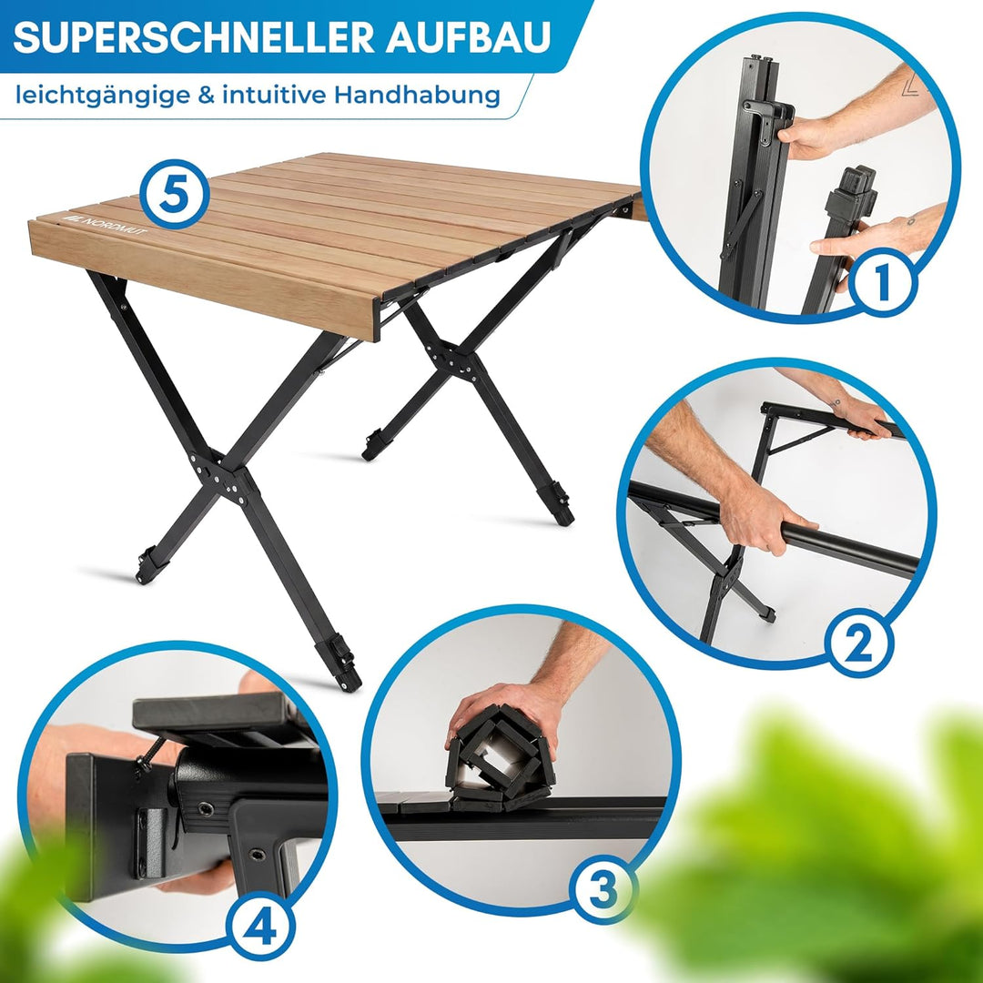 NORDMUT® Campingtisch klappbar – Hochwertiger Klapptisch Camping aus Aluminium – Rostfreier Campingt