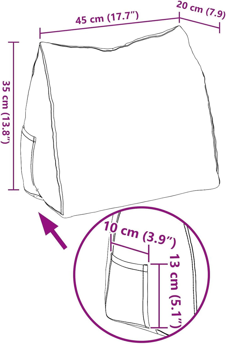 vidaXL Rückenkissen Wolkengrau 45 x 20 x 35 cm Stoff, Kissen für Wohnzimmer, moderner Bezug, abnehmb