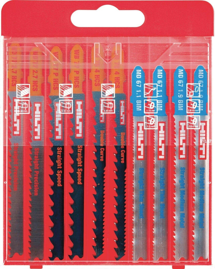HILTI Stichsägeblätter Set SJB BC Set Holz Metall Kunstoff in Hilti Box 10 Sägeblätter