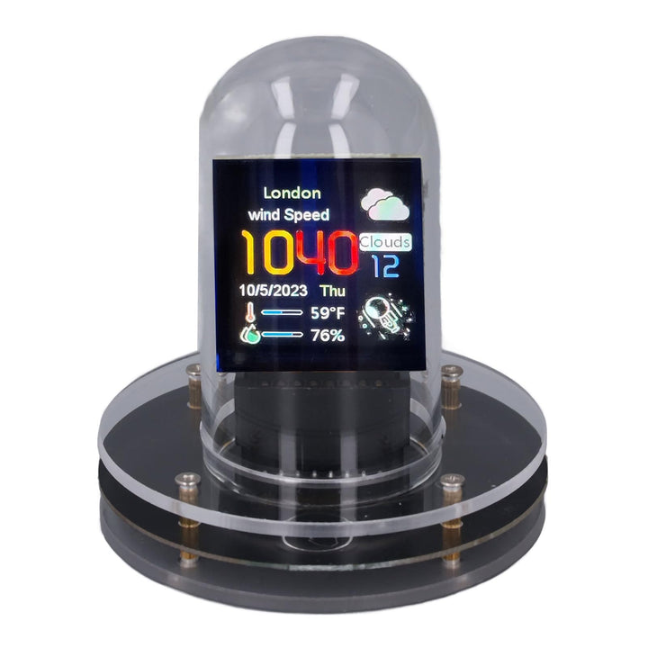 WiFi Nixie Röhren Uhr, Digital, 12/24 Stunden Anzeige, Wetteranzeige, IPS Display, Quarzglas