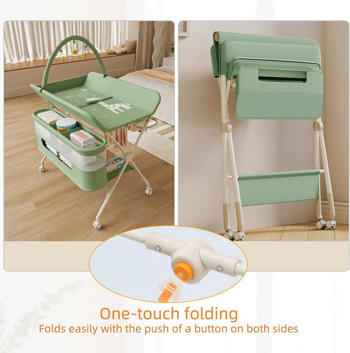 OHMG Baby Wickelkombi Mobiler Bade-Wickeltisch faltbar,klappbare Wickelkommode mobiler,Wickeltisch m