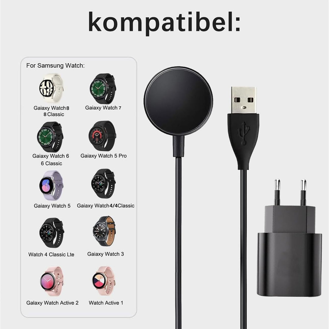 1M Samsung Watch Ladegerät für Samsung Galaxy Watch 8/7/6/Ultra, 8/6/4 Classic/FE/5/5 Pro/3, Active