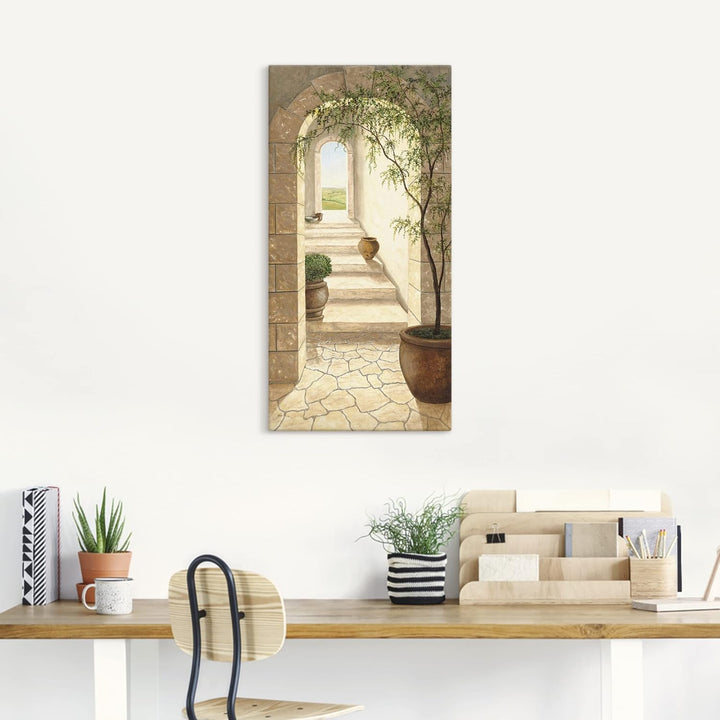 ARTLAND Wanddeko Leinwand Bilder Wandbild Architektur Fenster Türen Malerei Creme A5RS Toskanischer