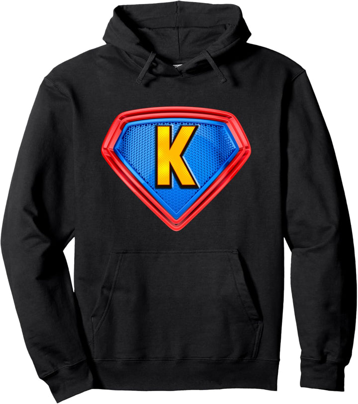 Cool Super K Alphabet Cute Initial Monogram Letter K Graphic Pullover Hoodie