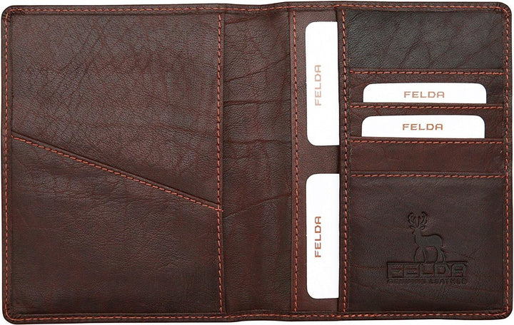 FELDA - Reisebrieftasche aus Leder - Reisepasshalter & Kartenfächer - RFID-Blocker - Lieferung in Ge