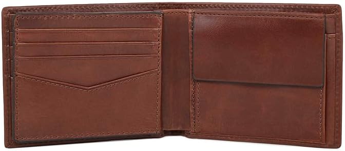 Fossil Herren Ryan Leather Bifold Geldbörse 11,43 cm L x 2,54 cm B x 9,525 cm H Dunkelbraun, Dunkelb