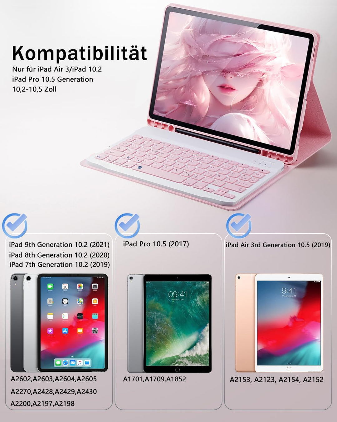 für iPad 10.2 Zoll / iPad 9 (2021)/ 8 (2020)/ 7 (2019) Generation 10.2 Zoll / IPad Pro 10,5 Zoll Und