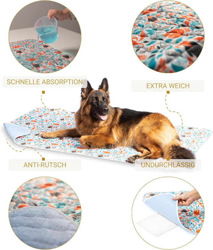 Luxus Waschbare Pee Pad für Hunde - 2 x Saugfähiger & rutschfest - Wiederverwendbare und wasserdicht
