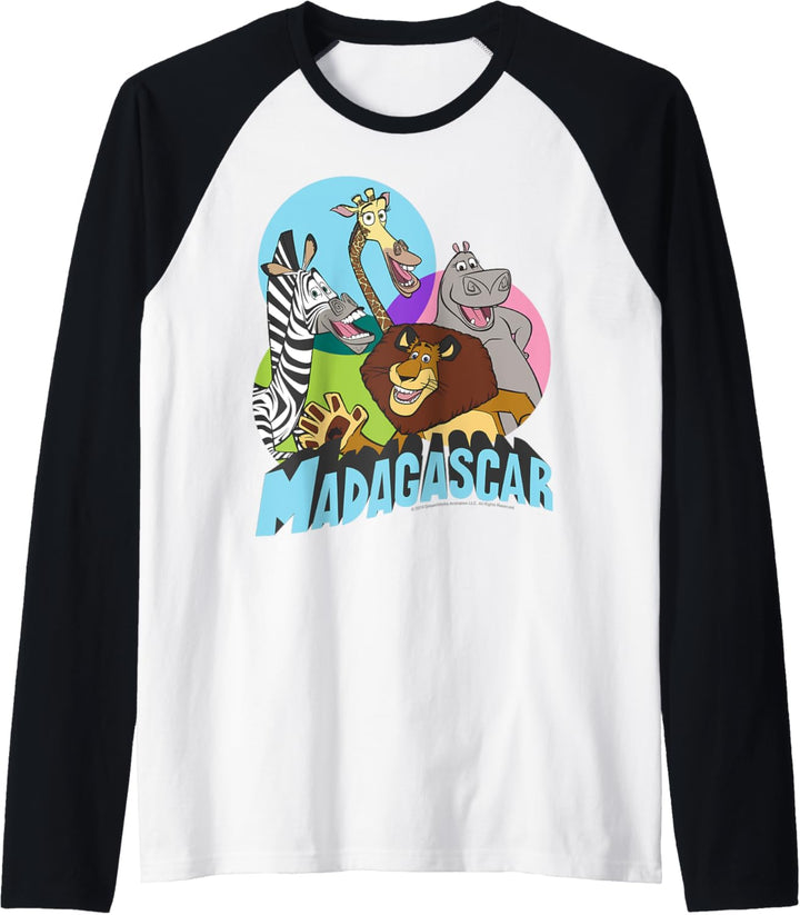 Madagascar Cartoon Group Shot Pop Color Poster Raglan