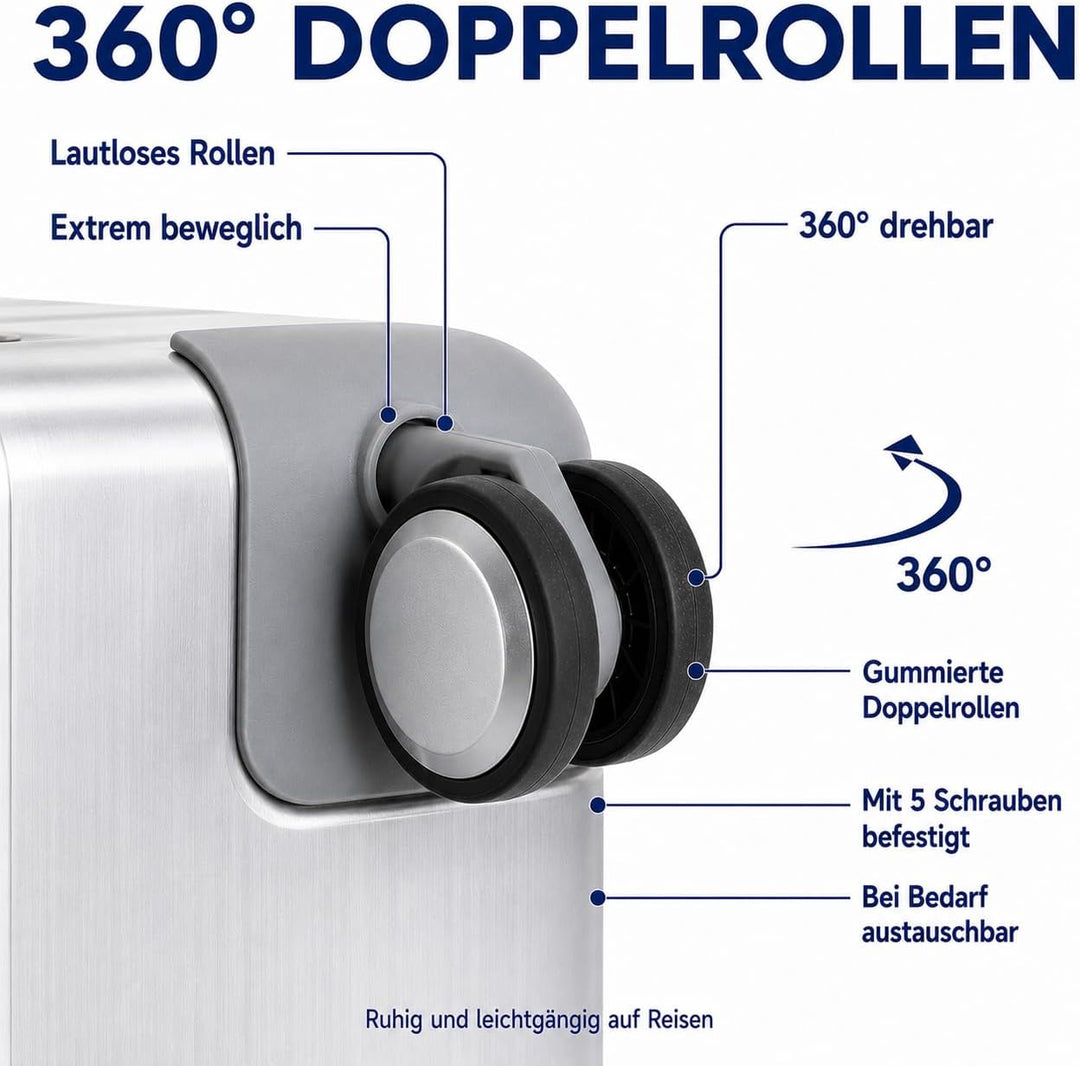 Travelhouse Oslo Alu Reisekoffer Silber L-75cm Hartschalenkoffer Reisetrolley Suitecase Trolley 2X T