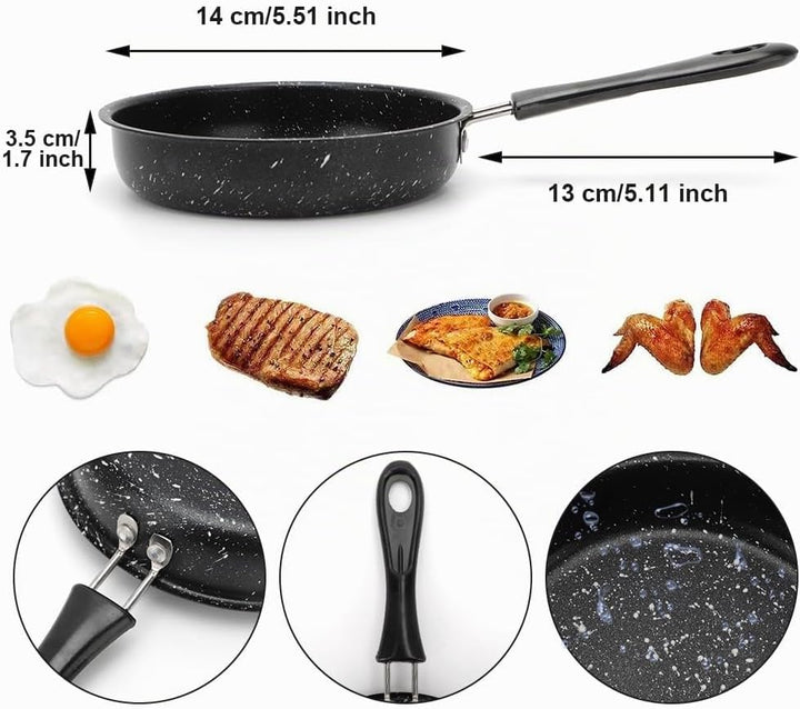 RANJIMA Mini Pfanne, Ø 16cm Klein Pfanne Antihaft Induktionspfanne mit Hitzebeständig Griff, Antihaf