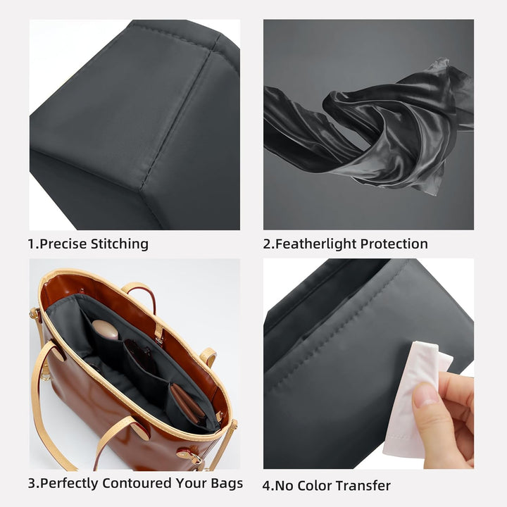 DGAZ Taschen Organizer Einsatz, Seide Taschenorganizer für Neverfull PM/MM/GM Tasche, Seidige Berühr