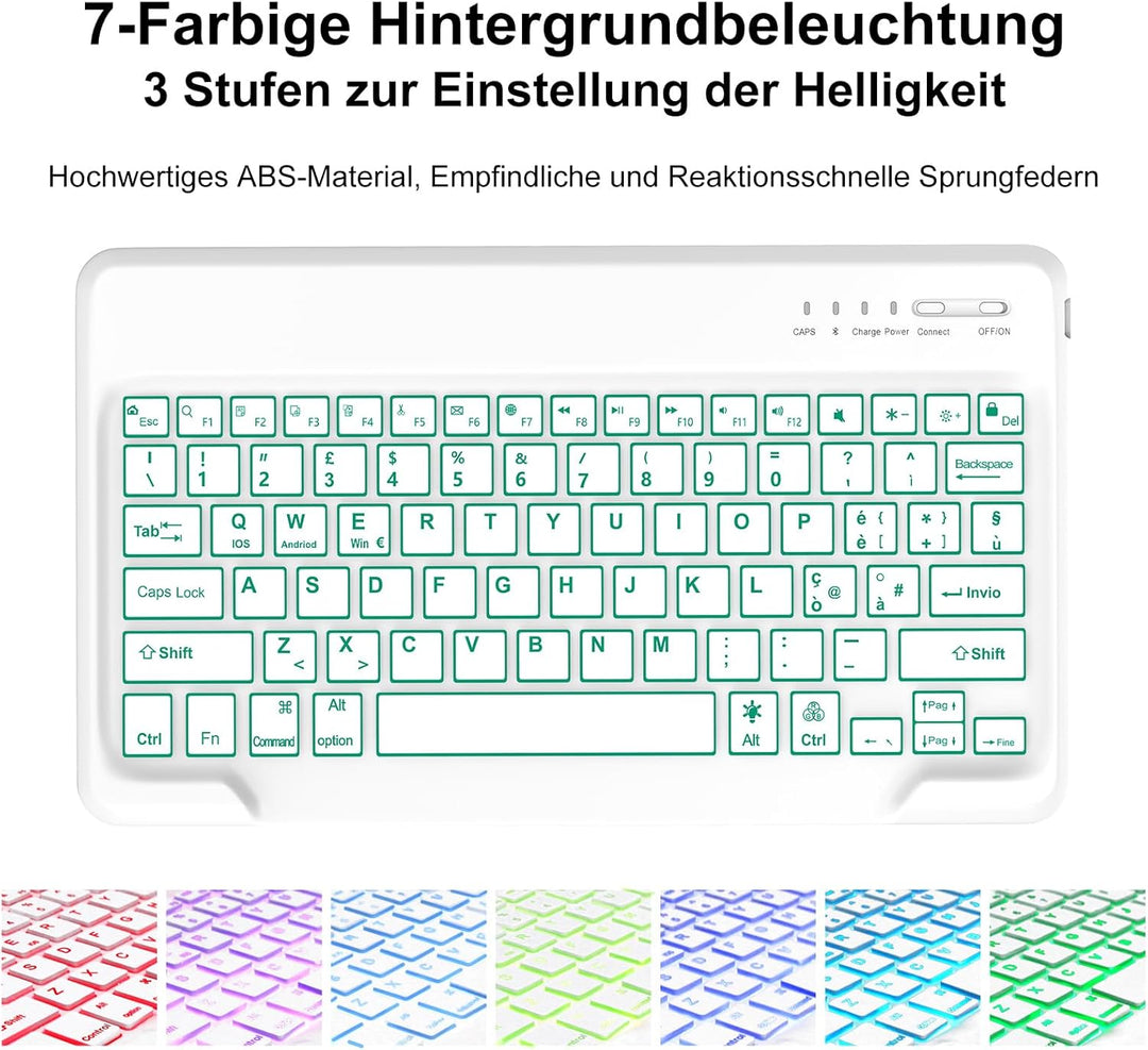 Hülle Beleuchtete Tastatur für Air 13 Zoll (2025/2024) M3/M2, QWERTZ Magnetisch Abnehmbare Keyboard
