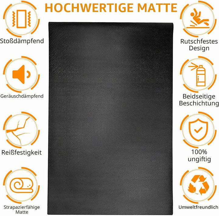 Bodenschutzmatte für Fitnessgeräte, Wiederstandsfähige Laufband Matte, 6mm Rutschfeste Unterlegmatte