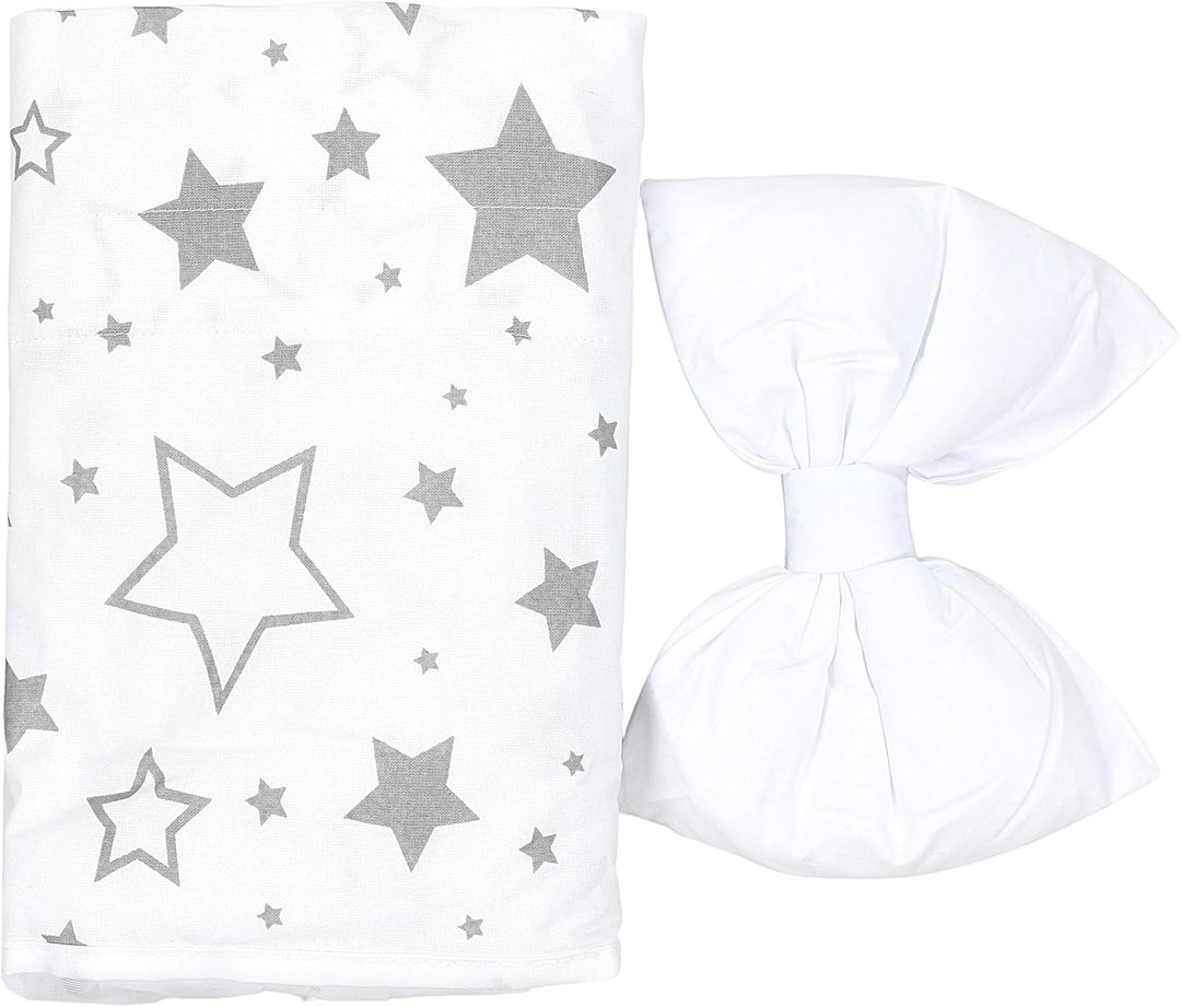 TupTam Babybett Himmel mit Schleife Transparent, Farbe: Sterne Grau/Weiss, Grösse: ca. 170x240 cm H1