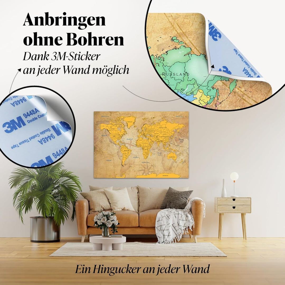 FlYHIGH XXL Weltkarte zum Rubbeln auf Deutsch I 80x57cm I Poster zum aufkratzern I Scratch off Map I