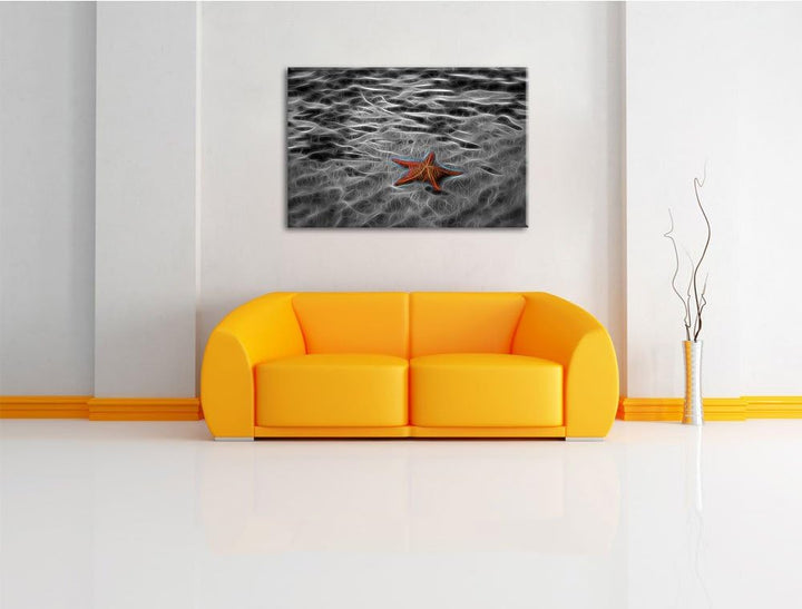 schöner Seestern im klaren Wasser schwarz/weiss Deluxe Format: 100x70 cm auf Leinwand, XXL riesige B