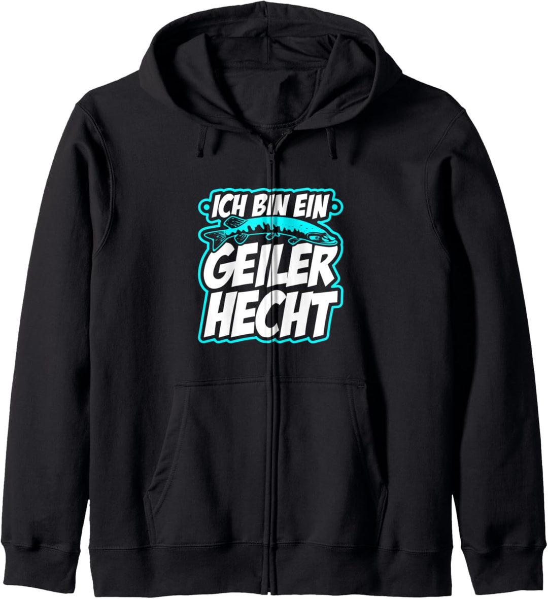 Ich Bin Ein Geiler Hecht Fisch Angler Lustig Männer Angeln Kapuzenjacke