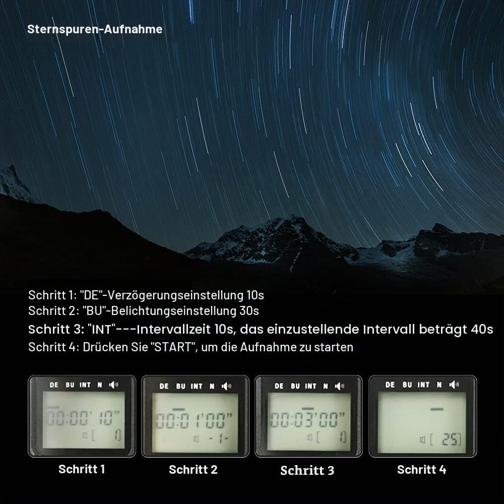 JJC Kabelloser Fernauslöser mit Kabel, Intervalometer, Timer für Olympus OM System OM-5 OM-1 OM-D E-
